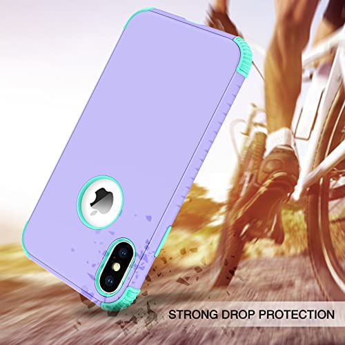 Bentoben Iphone Xs Max Case, Phone Case Iphone Xs Max, Heavy Duty 2 In 1 Full Body Rugged Shockproof Protection Hybrid Hard Pc Bumper Drop Protective Girls Women Boys Iphone Xsmax Covers, Purple/Mint #TOP2