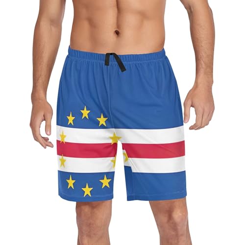 Cape Verde Flag Mens Pajama Shorts Gym Running Casual Cool Lounge Shorts Pj Sleepwear S4