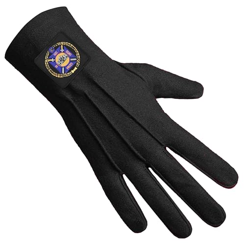 BRICKS MASONS Knights Templar Commandery Glove - Black Patch With Purple Emblem - M