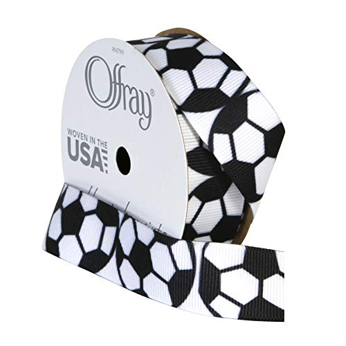 Offray 922576 7/8" Wide Grosgrain Ribbon, Soccer Pattern, 3 Yards #TOP1