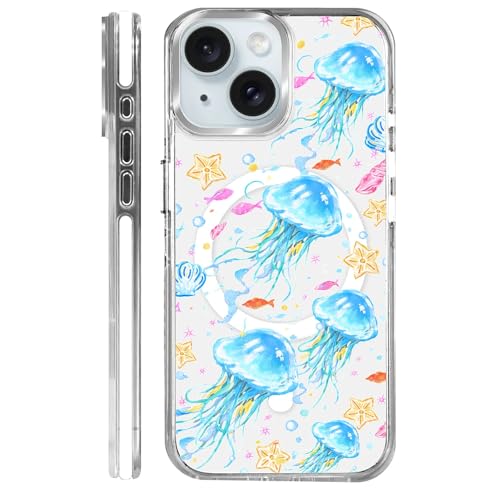 Coque iPhone 15 transparente antichoc magnétique à motif océan