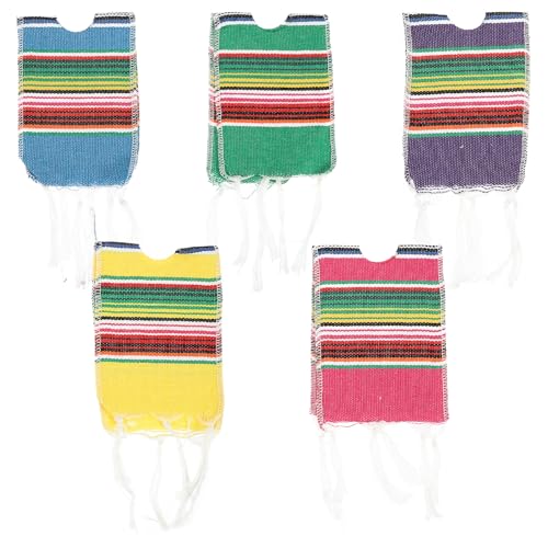 RORPOIR 5pcs Rainbow Wine Bottle Cover Mexican Party Mini Poncho Margarita Serapes Day of The Dead Serape Mexican Bottles Decoration Fiesta Beer Cover Striped Serape Bottled Cotton