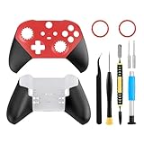 Front and Back Housing Shell Replacement Kit for Xbox Elite Series 2 Controller - Includes Faceplate, Grip Cover, and Repair Tools (Red)