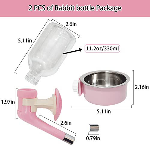 Pinvnby Rabbit Dog Water Bottle No Drip Hanging Chinchilla Water Dispenser Plastic Leak-Proof Bunny Waterer Suspended Small Pet Water Feeder For Ferret Hedgehog Squirrel Kitty Puppy (Pink) #TOP1