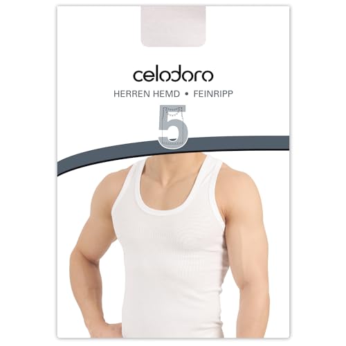 Celodoro Herren Feinripp Unterhemd im 5er Pack
