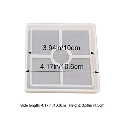 Huture 4 Pcs DIY Coaster Silicone Mold with Resin Cement for Square Home Decoration Clear Epoxy Molds for Casting with Resin Concrete Cement and Polymer Clay Bottom Bracket Prevents Deformation - Thumbnail 5