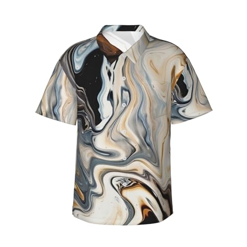 Chemise hawaïenne à manches courtes et imprimé marbré abstrait pour homme