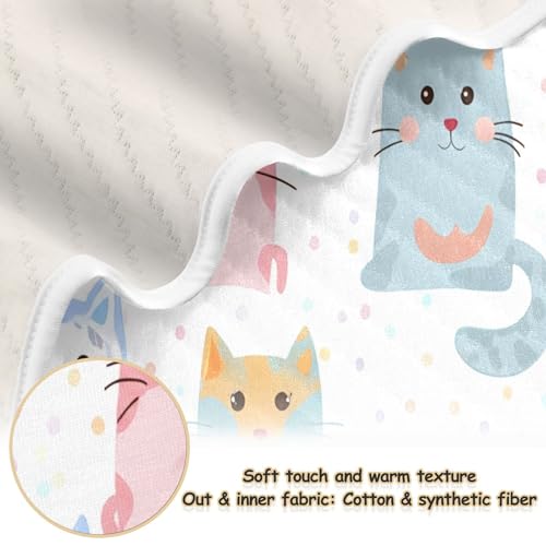 Burbuja Cartoon Cats Baby Blanket for Boys Girls, Nursery Soft Warm Swaddling Receiving Baby Blankets, 30x40 in Toddler Blanket2