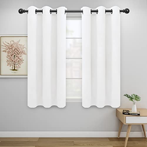 Image of Easy-Going Blackout Curtains for Bedroom, Solid Thermal Insulated Grommet and Noise Reduction Window Drapes, Room Darkening Curtains for Living Room, 2 Panels (42x54 in, White)