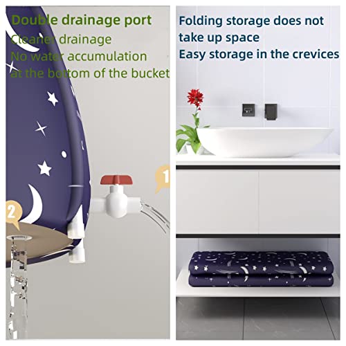 Portable Bathtub Thickened Insulation, Double Drainage, Folding Portable, Suitable For Small Spaces (Bathroom, Outdoor, Rv) Soaking, Spa(Blue Antlers) #TOP5