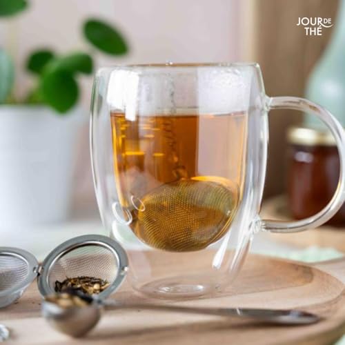 2 Stück Teesieb 4,5 cm Teeei mit Kette 304 Edelstahl Teefilter für losen Tee | feinmaschiger Teefilter mit Kette (2 Stück - 4.5 cm Ø)