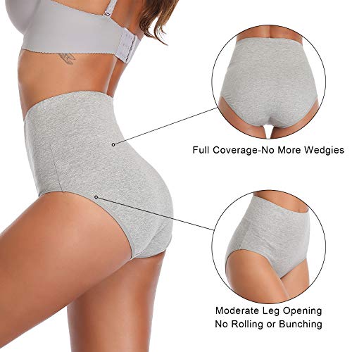 Image of Womens Underwear,Cotton Mid Waist No Muffin Top Full Coverage Brief Ladies Panties Lingerie Undergarments for Women Multipack