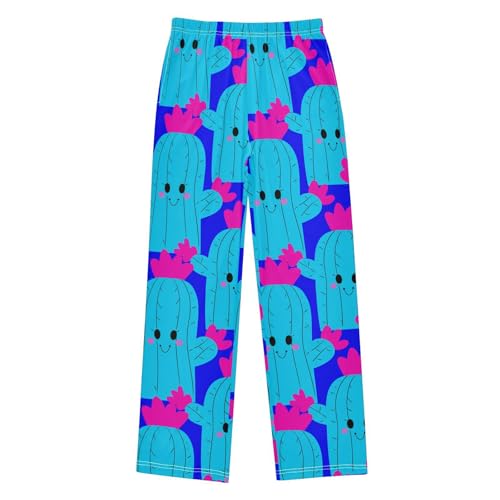 J JOYSAY Cactus Flower Blue Pajamas Pants Soft Long Pajama Bottoms Lounge Sleep Pants Size S-XL