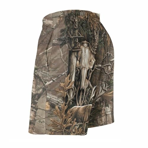 Buck Skull with Hunting Scene Men's Swim Trunks Quick Dry Bathing Suit Swimming Shorts Beach Swimwear4