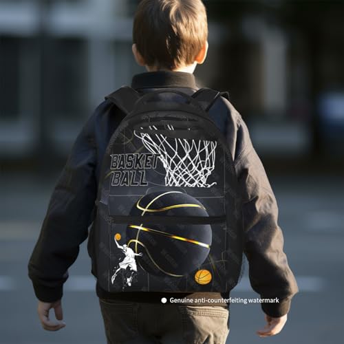 Basketball Backpack for Boys School Bag Sports Theme Boys Backpack for Kids Children Teens Elementary Middle School Bookbag Travel Back Pack for Age 6-184