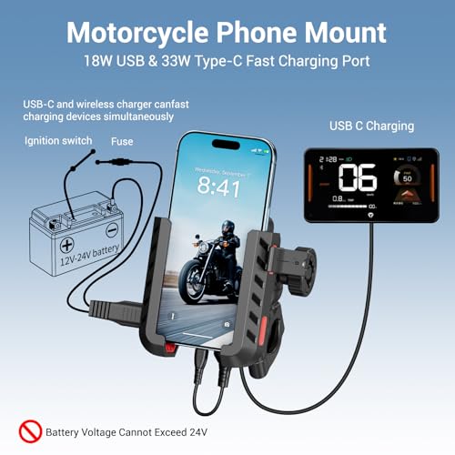 EDYELL Motorcycle Phone Mount with 30W Charger YF303-C - Image 3