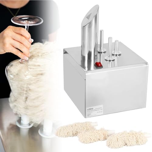 Pulidor eléctrico de vidrio y secadora con soplador de aire caliente para copas de champán y vino en cocinas y lugares comerciales