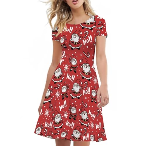 Image of POLERO Sunflower Dress for Women Floral Summer Dresses Short Sleeve Casual Sundresses Midi Dresses