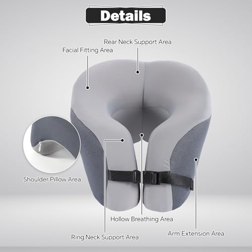 مراجعة وسادة رقبة سفر 2 في 1 - فوم ميموري وراحة 360° قابلة للتخزين مع قناع 3D وسدادات أذن - الصورة 3