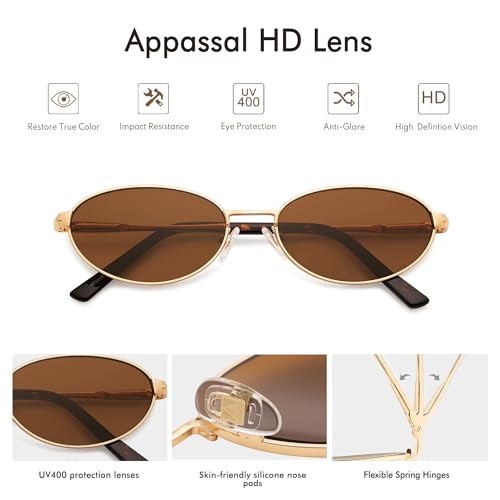 Retro Oval Sunglasses for Women Mens with Spring Hinge Sunnies AP3696