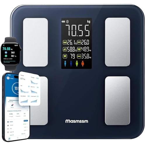 Báscula de Baño Digital, Báscula Grasa Corporal y Muscular con Gran Pantalla, 22...