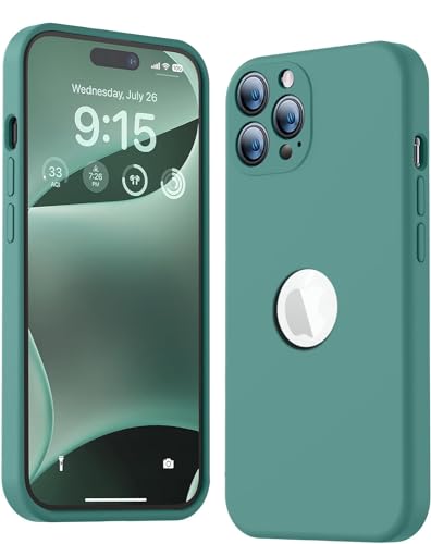 Image of DIZORO Shockproof Matte Flexible Back Cover for iPhone 12 Pro Max Case Square Pattern Liquid Silicon TPU Camera Protection Back Cover (6.7 Inch) - Midnight Green