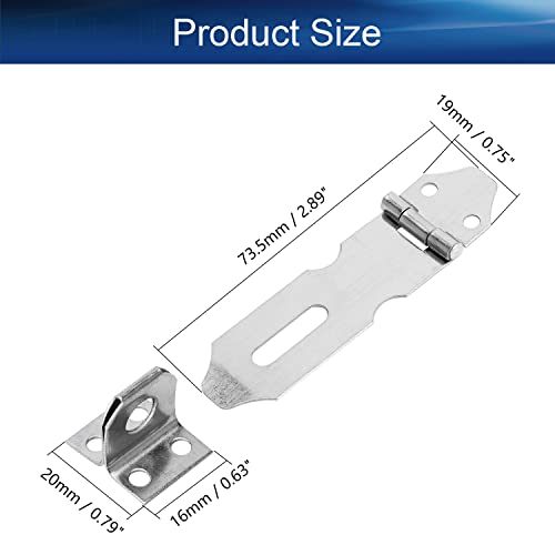 Image of Stainless Steel Padlock Hasp 2.89 inch Length Hasp Staple Padlock Latch with Screws for Furniture Window Cabinet Drawer Closet Silver Tone 2pcs