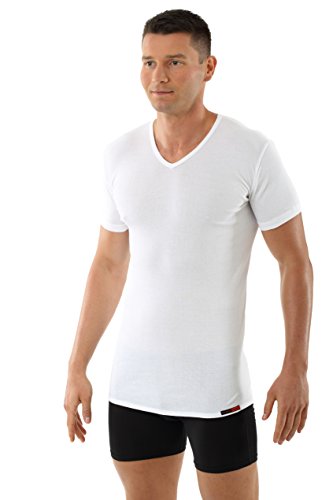 Men's v-Neck Business Undershirt with Short Sleeves 100% Organic Cotton White2