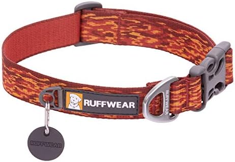 Ruffwear, Flat Out Dog Collar (Formerly Hoopie), Webbing Collar for Walking and Everyday Use, Ember Distortion, 14"-20"