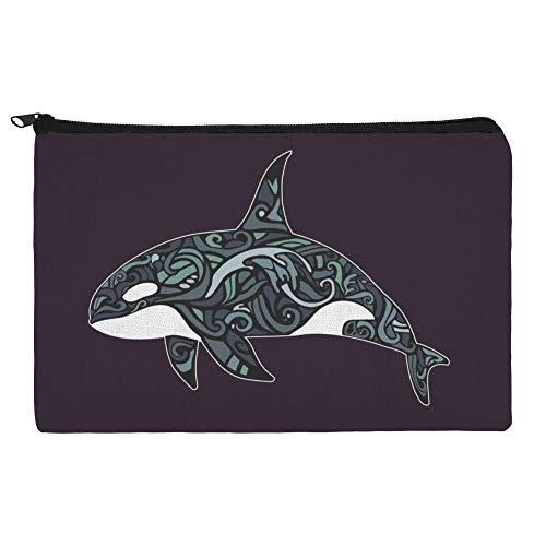 Killer Whale Orca with Waves Pencil Pen Organizer Zipper Pouch Case