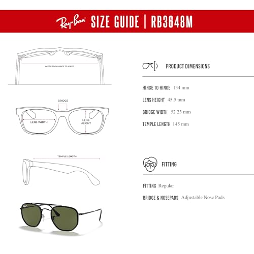 Image of Ray-Ban RB3648M The Marshal II Geometric Aviator Sunglasses for Men for Women
