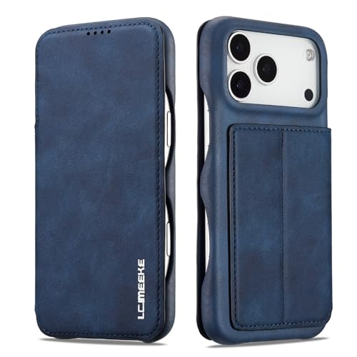 Étui iPhone 17 Pro Max cuir bleu idéal pour vos réunions