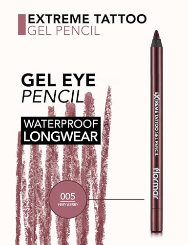 Miniatura 3 de Flormar Extreme Tattoo Gel Pencil con glitter – Lápiz de ojo resistente al agua – Alta pigmentación, larga duración, waterproof – Eyeliner para maquillaje de ojos, 005 Very Berry