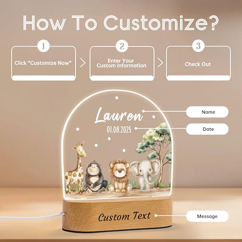 Lámpara de noche personalizada para bebés con luz LED acrílica miniatura 4