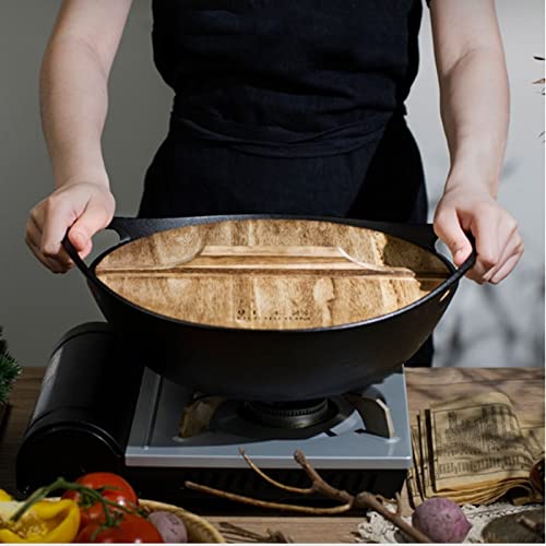 Wok sin recubrimiento de hierro fundido con mango desmontable miniatura 3