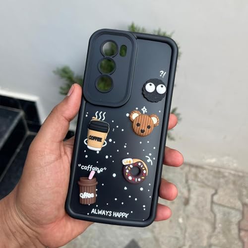 Image of Pikkme Back Cover for Oppo Reno 12 Pro 5G | Cute Fun Cartoon 3D Bear Silicone Full Body Protection Bumper Cover (Black)