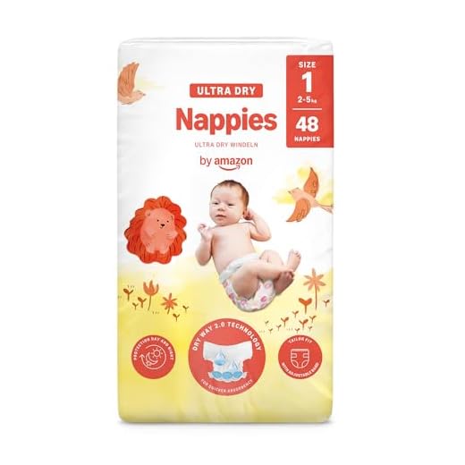 Marca Amazon - Mama Bear Pañales ultra-secos, Talla 1 (2-5 kg), Con canales, Bianco, 48 Unidad (1 Paquetes de 48) - Nueva versión