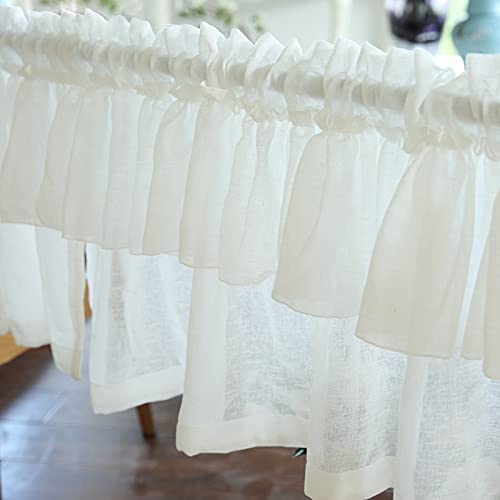 Cortina corta de cocina blanca de 200x40 cm estilo voile