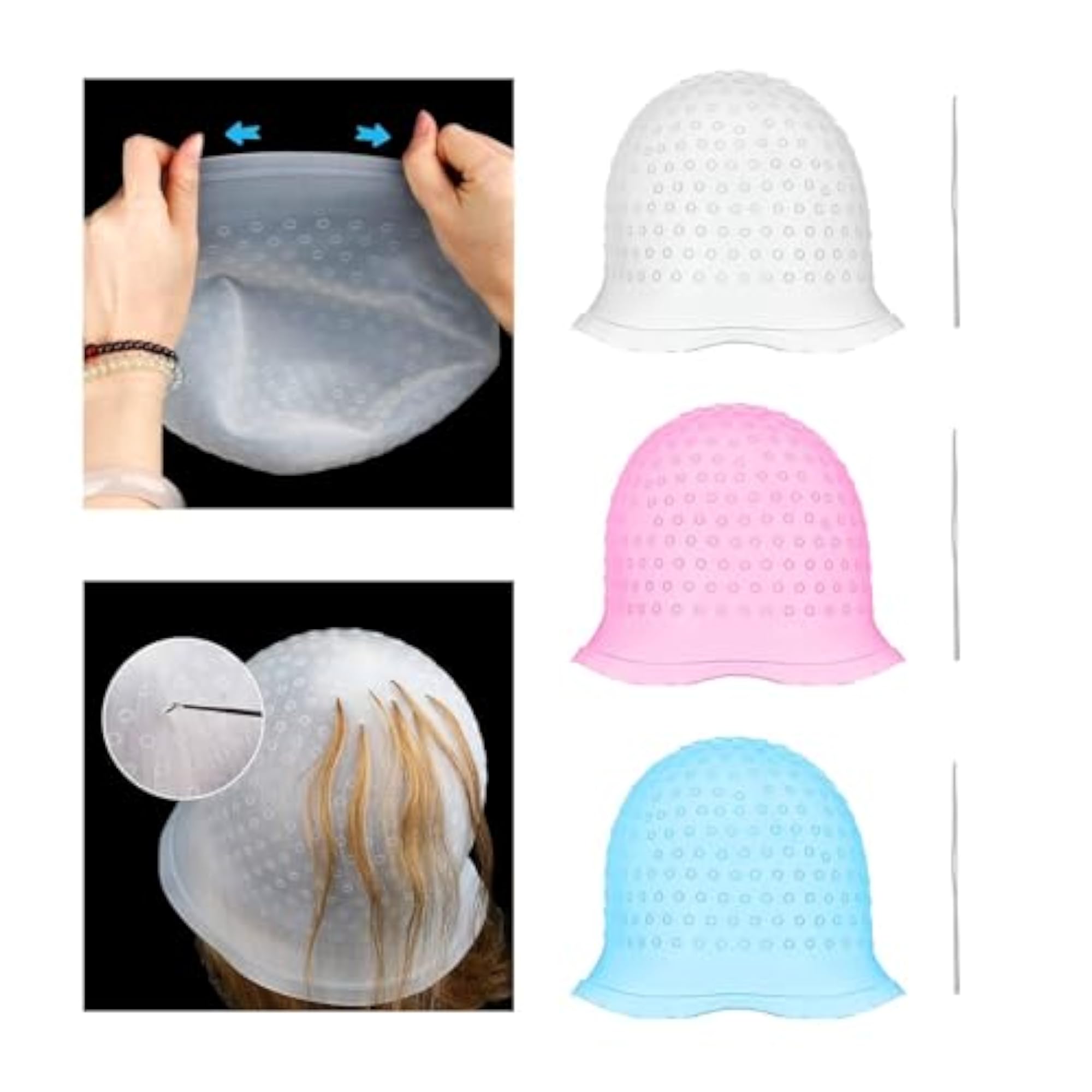 Hair Coloring Highlighting Cap with Metal Hook
