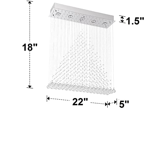 Image of CRYSTA WORLD Raindrop K9 Crystal Modern Chandelier for Home (Piraamid, L22 /W5 /H18)(AC /DC)