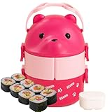 Contenedores De A Prueba De Fugas,Contenedor De Comida Caliente Para El Almuerzo - Caja de comida de doble capa a prueba de fugas con diseño de oso de anteojos | s apilables portátiles del envase de c