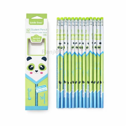 Image of Premium Linden Wood HB Pencil Set for Kids (Pack of 12) - Extra Dark Graphite Pencils with Eraser Tops - Ideal for School, Sketching, Gifting & Return Gifts