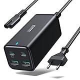 【Desktop USB C Ladegerät】 Verabschieden Sie sich von den alten Power Bricks. Das GMM 100W Ladegerät verwendet die GaN III Technologie, wodurch unser MacBook Ladegerät nicht nur kleiner und leichter ist, sondern auch schneller auflädt. Dieses USB C Desktop Ladegerät ist das ideale Ladegerät für Ihr Telefon, Tablet und USB C Laptop.