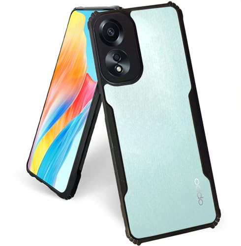 Image of AIBEX Crystal Clear Back Cover Case for Oppo A78 4G | 360 Degree Protection | Shock Proof Design | Transparent Back Cover Case (PC & TPU, Black Bumper)