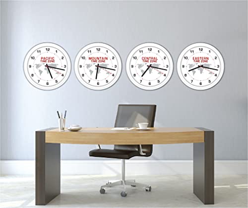 4 Time Zones Wall Clocks - White World Globe Home Decor #TOP1