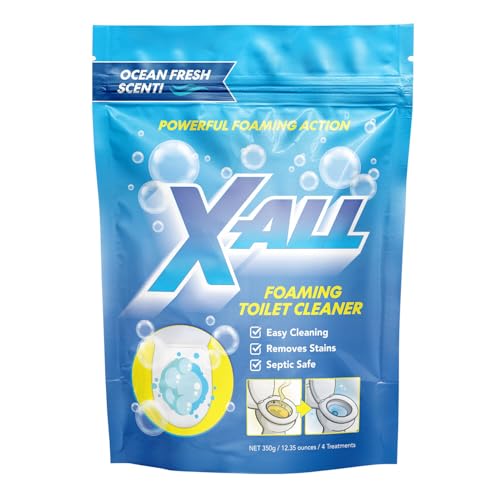 X-ALL Foaming Toilet Cleaner Self-Activating Powder for Deep Cleaning Fights Stains Limescale and Mineral-Buildup