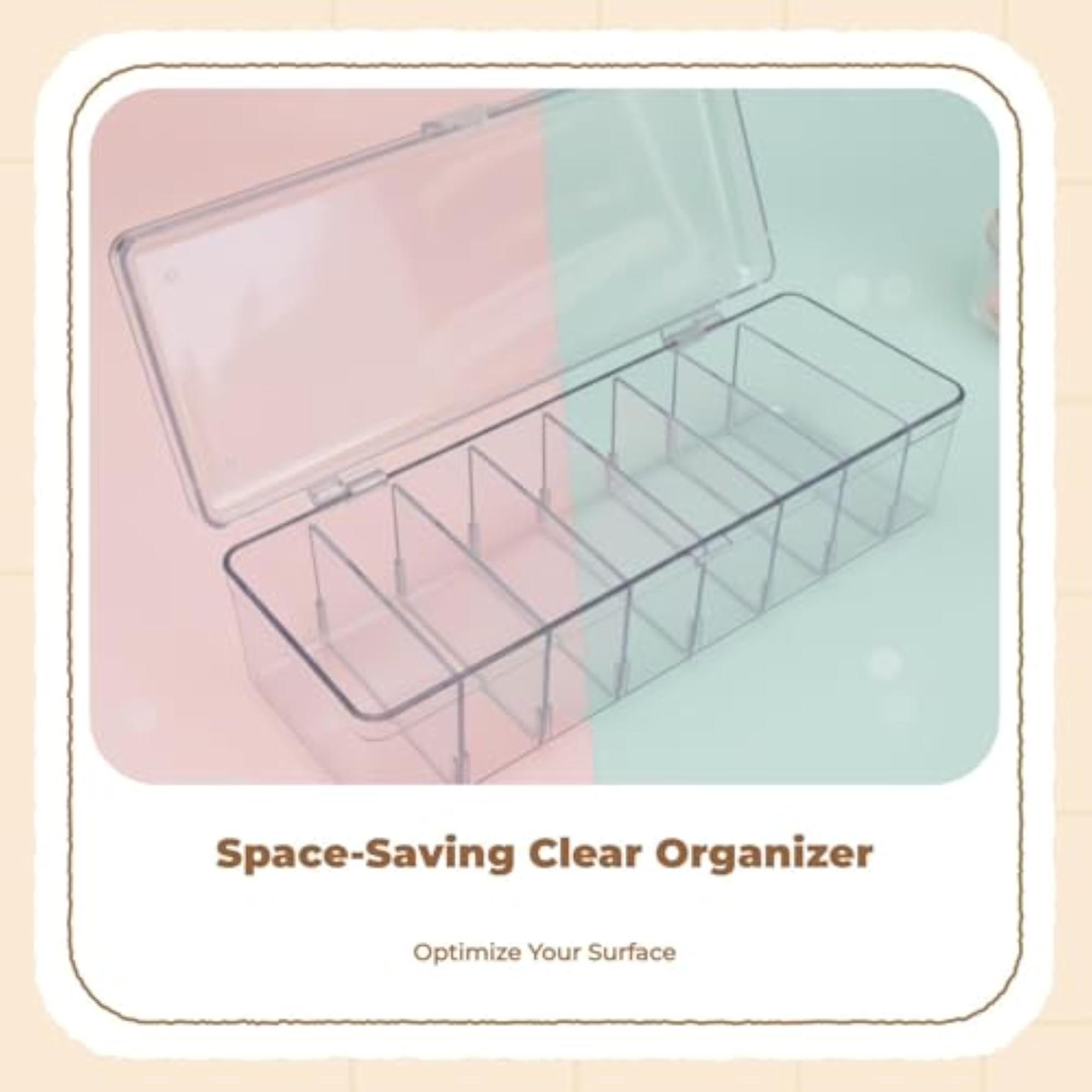 Clear Drawer Storage Box, 8 Adjustable Compartments