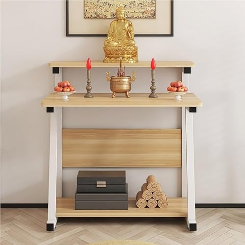 Table d'autel bouddhiste jaune dans un coin méditation maison - 2
