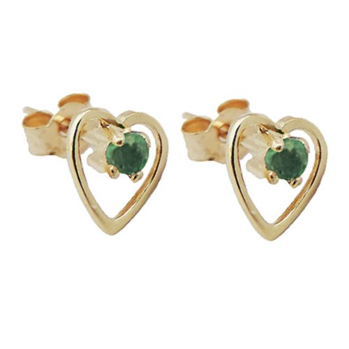 9ct amarillo verde esmeralda pendientes con forma de corazón de verdad - cuando se abre una piedra Natal - diseño de mujer en verano pueden ser diferentes a los