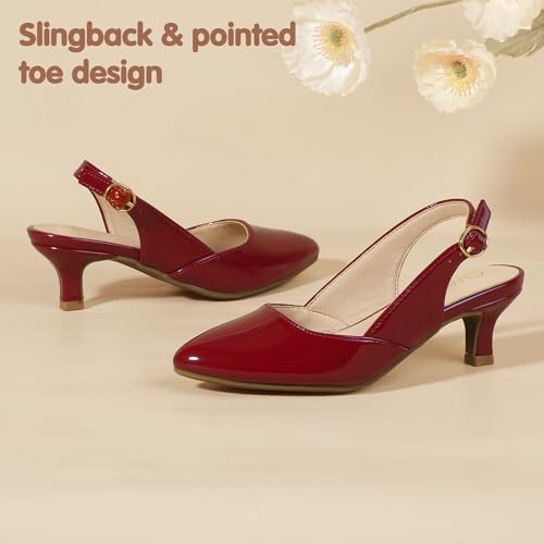 Image of PANDANINJIA Girls Dress Shoes Kitten Heels Sandals Closed Pointed Toe Slingback Flower Girl Little Big Kid Wedding Party School Pumps Shoes